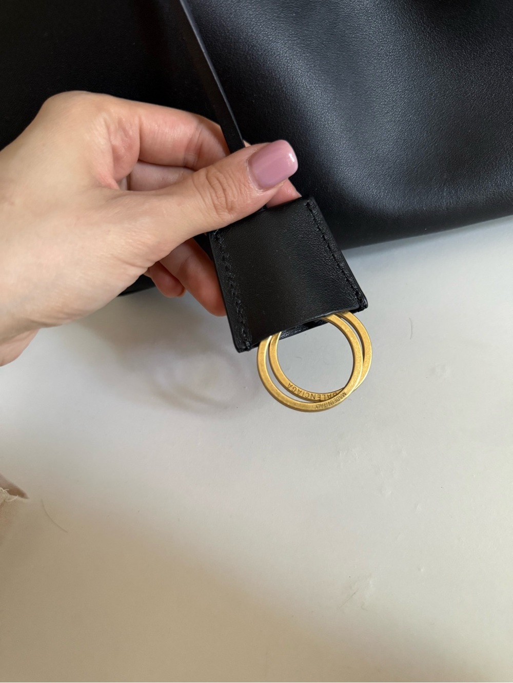 Black Leather Top-Handle Shoulder Bag - Picture 2 of 8